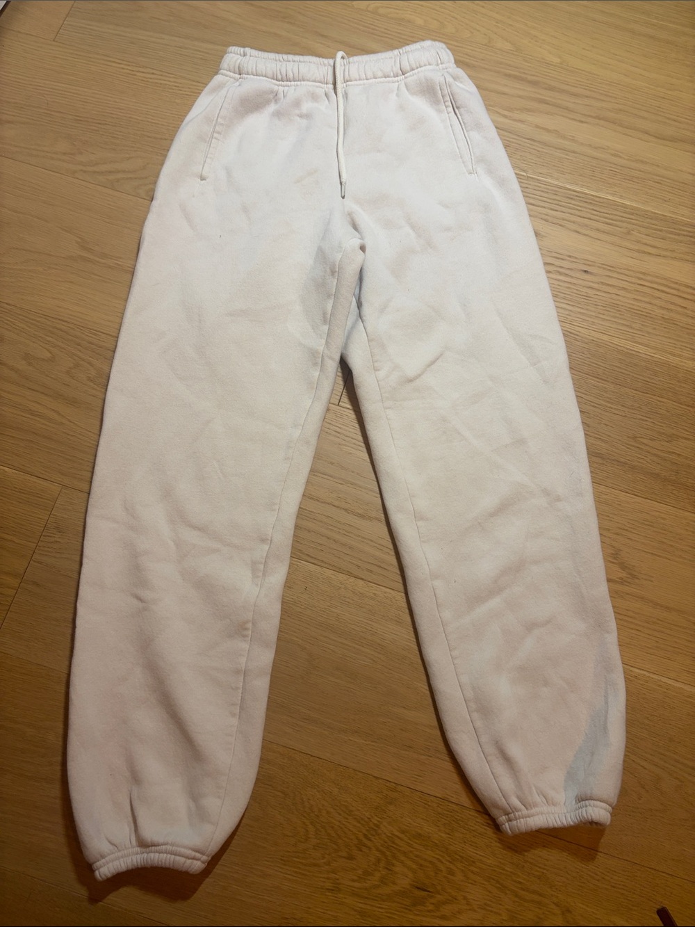 aerie Cream/White Fleece Joggers